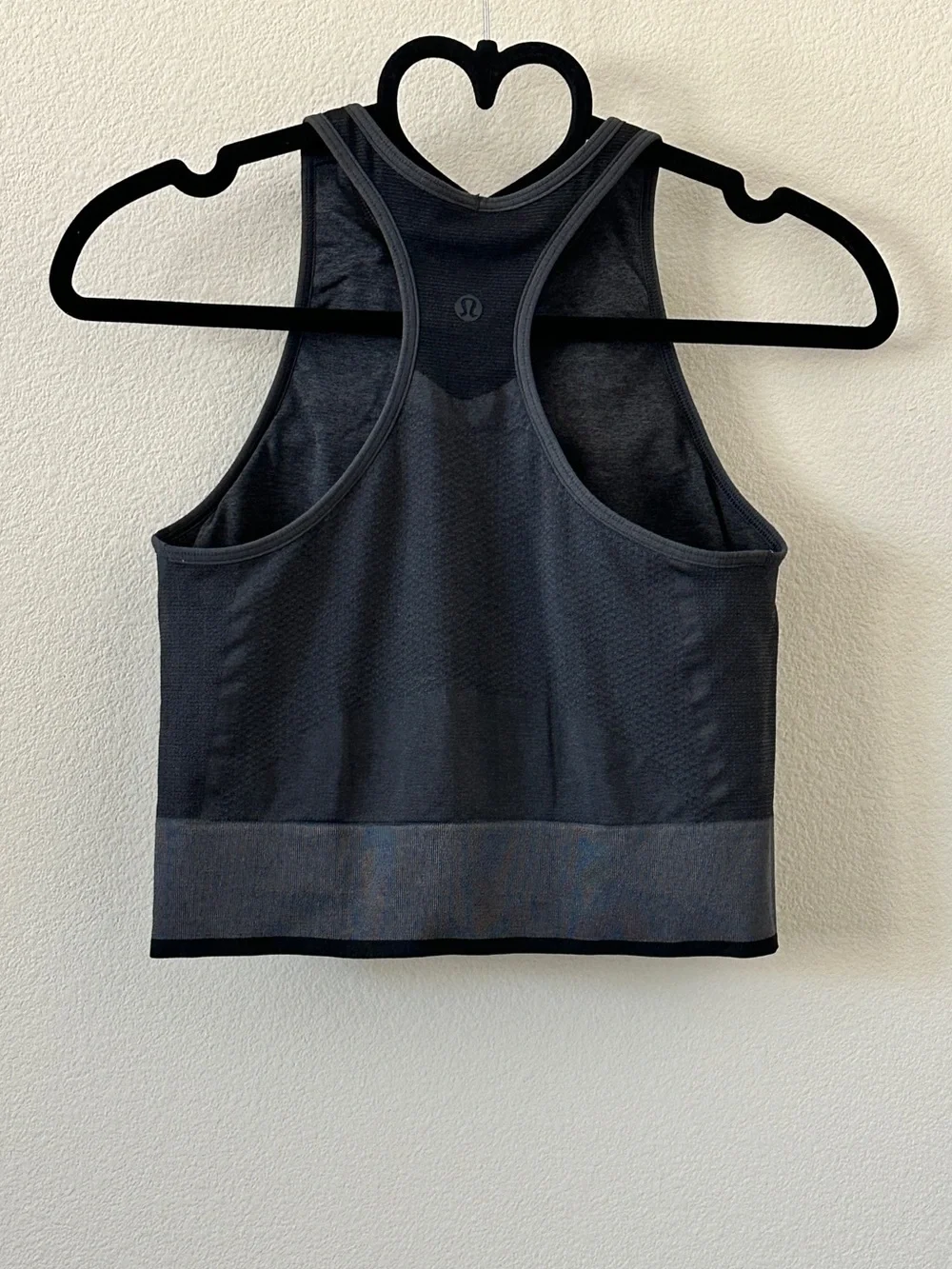 lululemon Black Gray High-Neck Seamless Support Cropped Training Tank Top Size 6